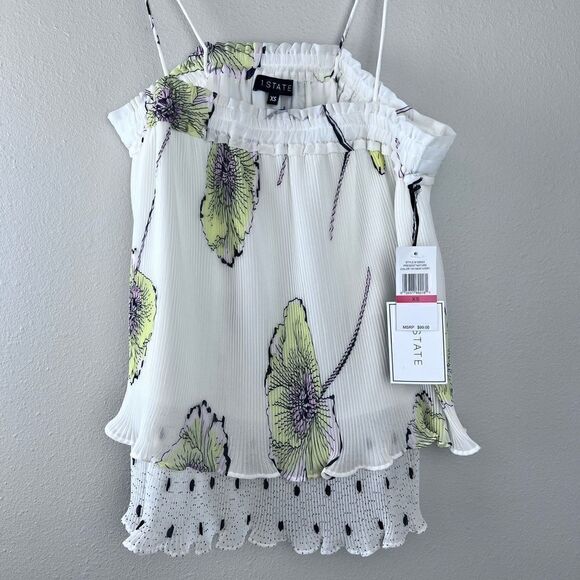NWT 1.State Pleated Floral Layered Tank Cami XS - Picture 3 of 6